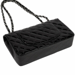 シャネル CHANEL マトラッセ Wフラップ チェーン ショルダーバッグ ココマーク エナメル ショルダーバッグ パテントレザー ブラック レディース A01112
