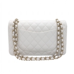 CHANEL シャネル クラシック ハンドバッグ ホワイト ゴールド金具 キャビアスキン A01112