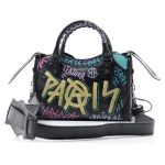 バレンシアガハンドバッグ 2WAY ブラック レディース レザー 本革 ギフト プレゼント GRAFFITI CLASSIC MINI CITY 300295 0fe1t 1060​