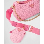 プラダ PRADA Re-Edition 2005 ラフィアショルダーバッグ クロシェバッグ 1BH204_2A2T_F0442_V_V9L