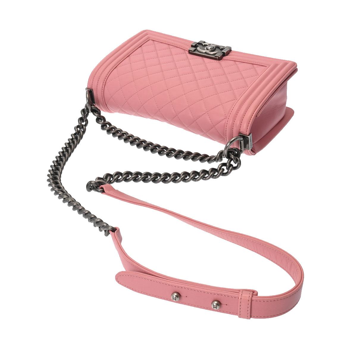 シャネル ボーイシャネル チェーンショルダー 25cm ピンク ヴィンテージ A67086