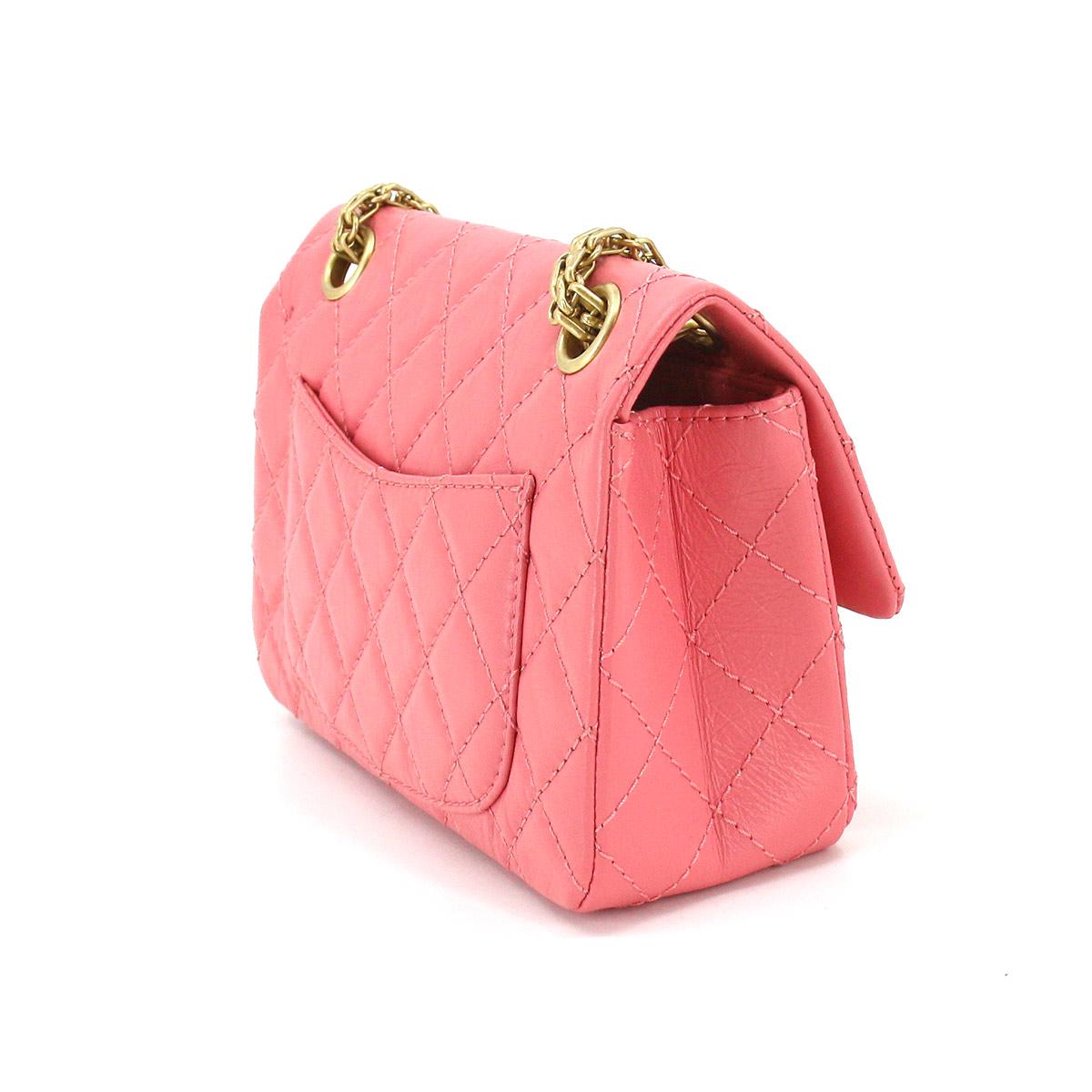 シャネル CHANEL 2.55 チェーン ショルダーバッグ レザー ピンク AS0874