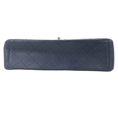 シャネル マトラッセ 34 デカマト チェーン ショルダーバッグ キャビアスキン シルバー金具 ブラック A58601