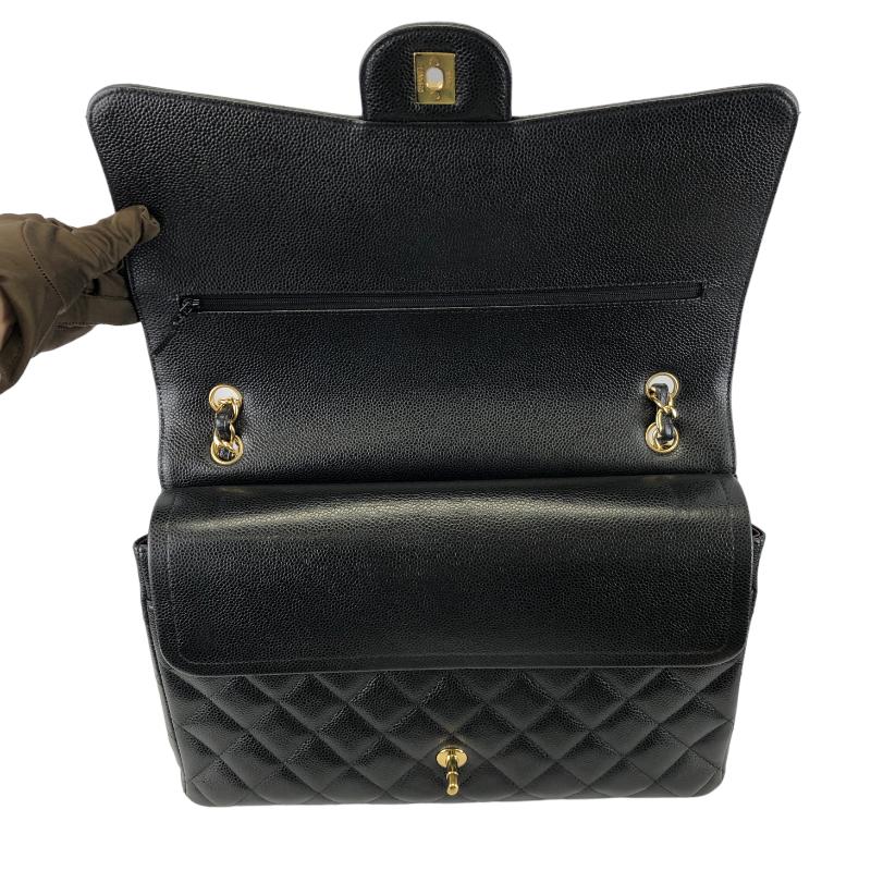 シャネルショルダーバッグ マトラッセWフラップ ブラック ゴールド金具　A58601 Y01864 C3906