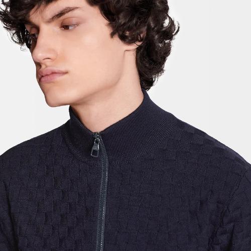 LOUIS VUITTON ダミエ シグネチャー ジップスルーカーディガン 1AAU01
