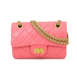 シャネル CHANEL 2.55 チェーン ショルダーバッグ レザー ピンク AS0874