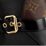 ルイヴィトン LV フラットブーツ 黒 モノグラム ベルト 靴 シンプル 1A868L