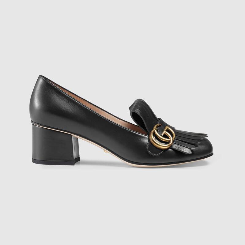 グッチ代引 GUCCI マーモント レザー ミッドヒールパンプス ブラック 408208 C9D00 1000