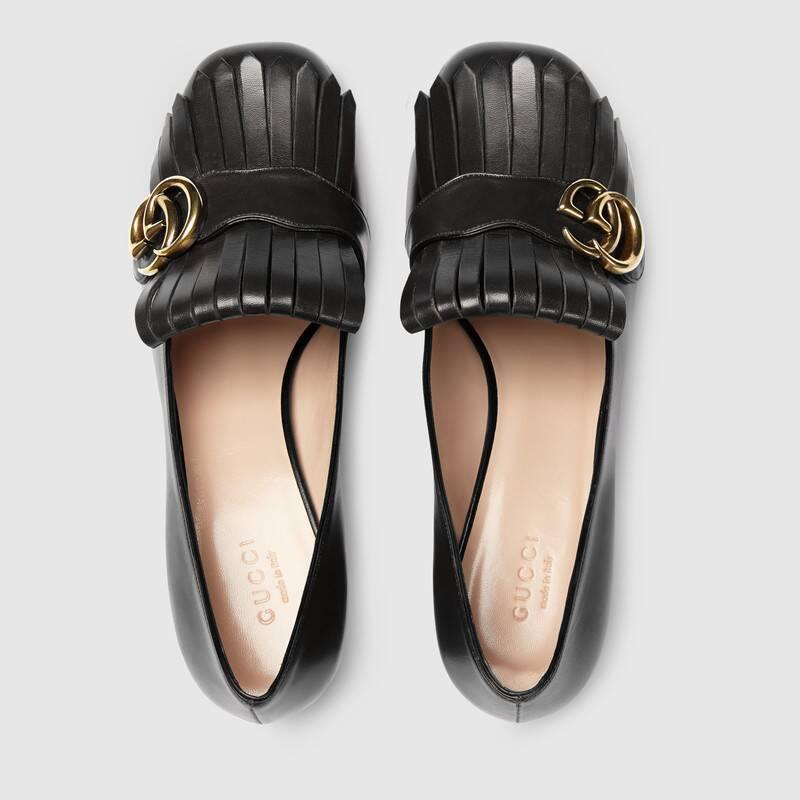 グッチ代引 GUCCI マーモント レザー ミッドヒールパンプス ブラック 408208 C9D00 1000