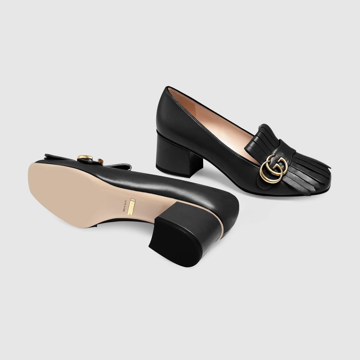 グッチ代引 GUCCI マーモント レザー ミッドヒールパンプス ブラック 408208 C9D00 1000