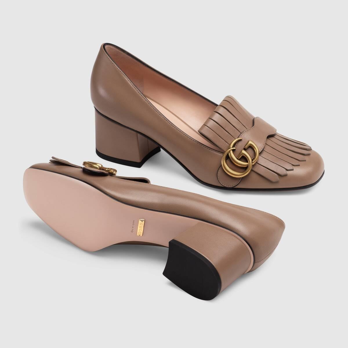 グッチ GUCCI マーモント レザー ミッドヒールパンプス トープ 408208 C9D00 2606