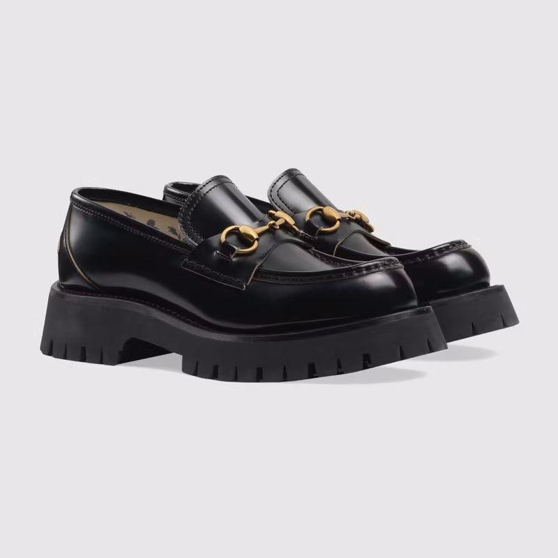 グッチ GUCCI レザー ラグソール 〔ホースビット〕ローファー 577236 DS800 1000