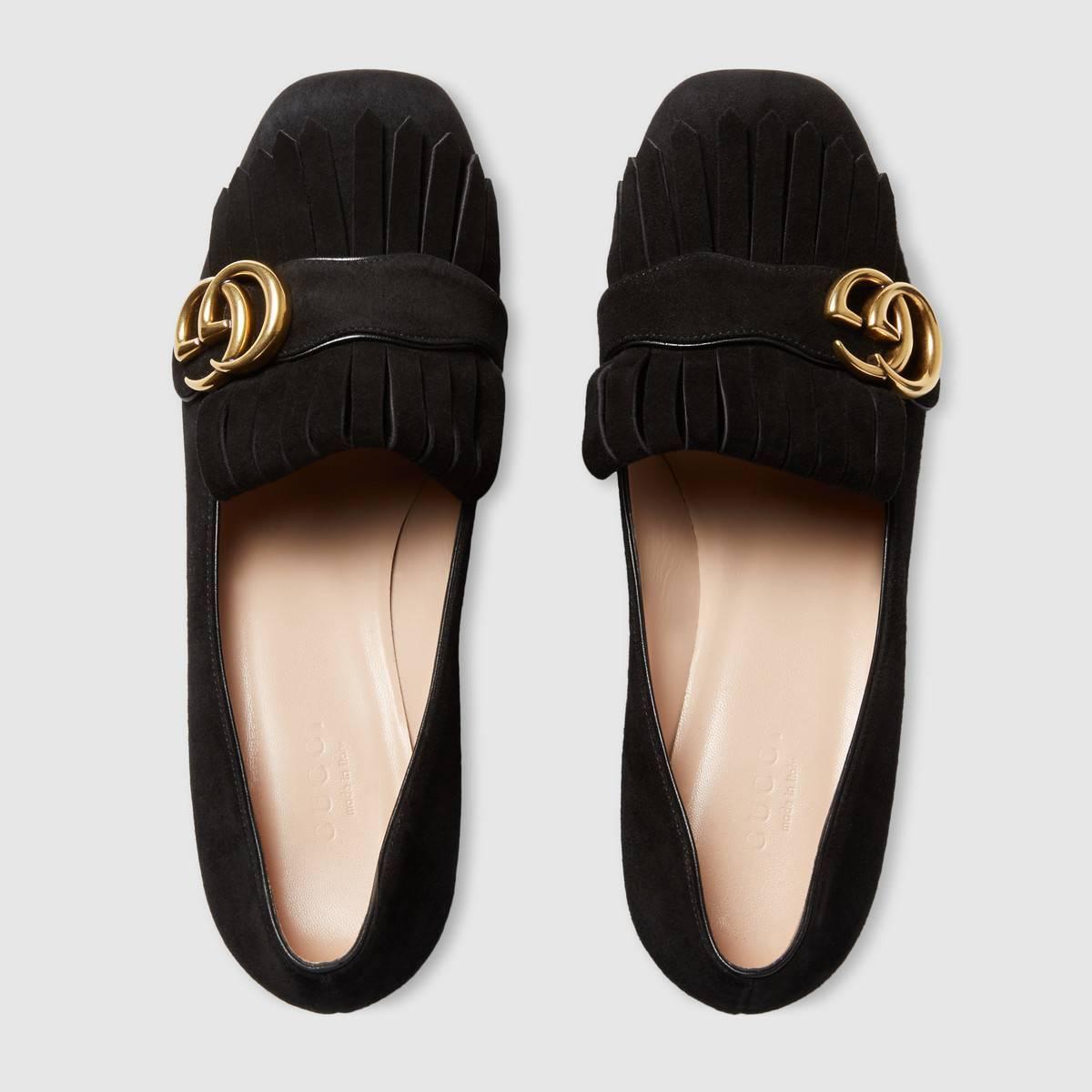GUCCI グッチ ダブルGフリンジ付 レザーミッドヒールパンプス 408208 C2000 1000