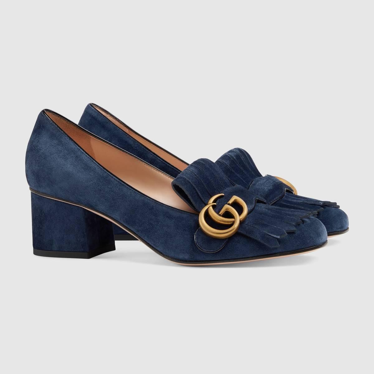 GUCCI グッチ ダブルGフリンジ付 レザーミッドヒールパンプス 408208 C2000 4140