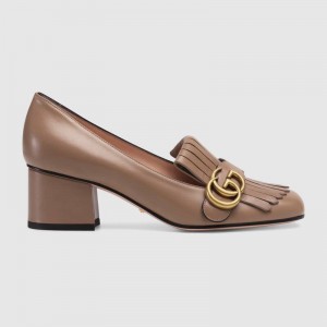 グッチ GUCCI マーモント レザー ミッドヒールパンプス トープ 408208 C9D00 2606