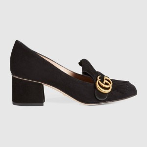 GUCCI グッチ ダブルGフリンジ付 レザーミッドヒールパンプス 408208 C2000 1000