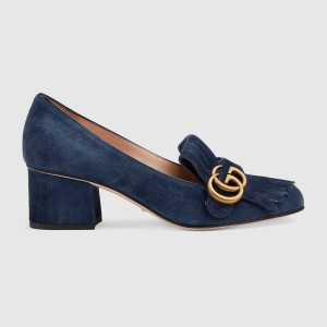 GUCCI グッチ ダブルGフリンジ付 レザーミッドヒールパンプス 408208 C2000 4140