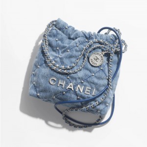 CHANEL シャネル22 ミニデニムショルダーバッグ ブルー AS3980 B16649 NY101