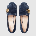 GUCCI グッチ ダブルGフリンジ付 レザーミッドヒールパンプス 408208 C2000 4140