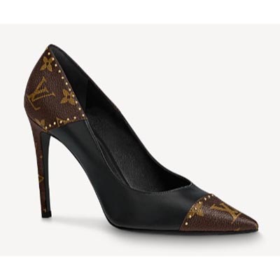 Louis Vuitton パンプス ヒール モノグラム 黒 スタッズ 1A8NA3