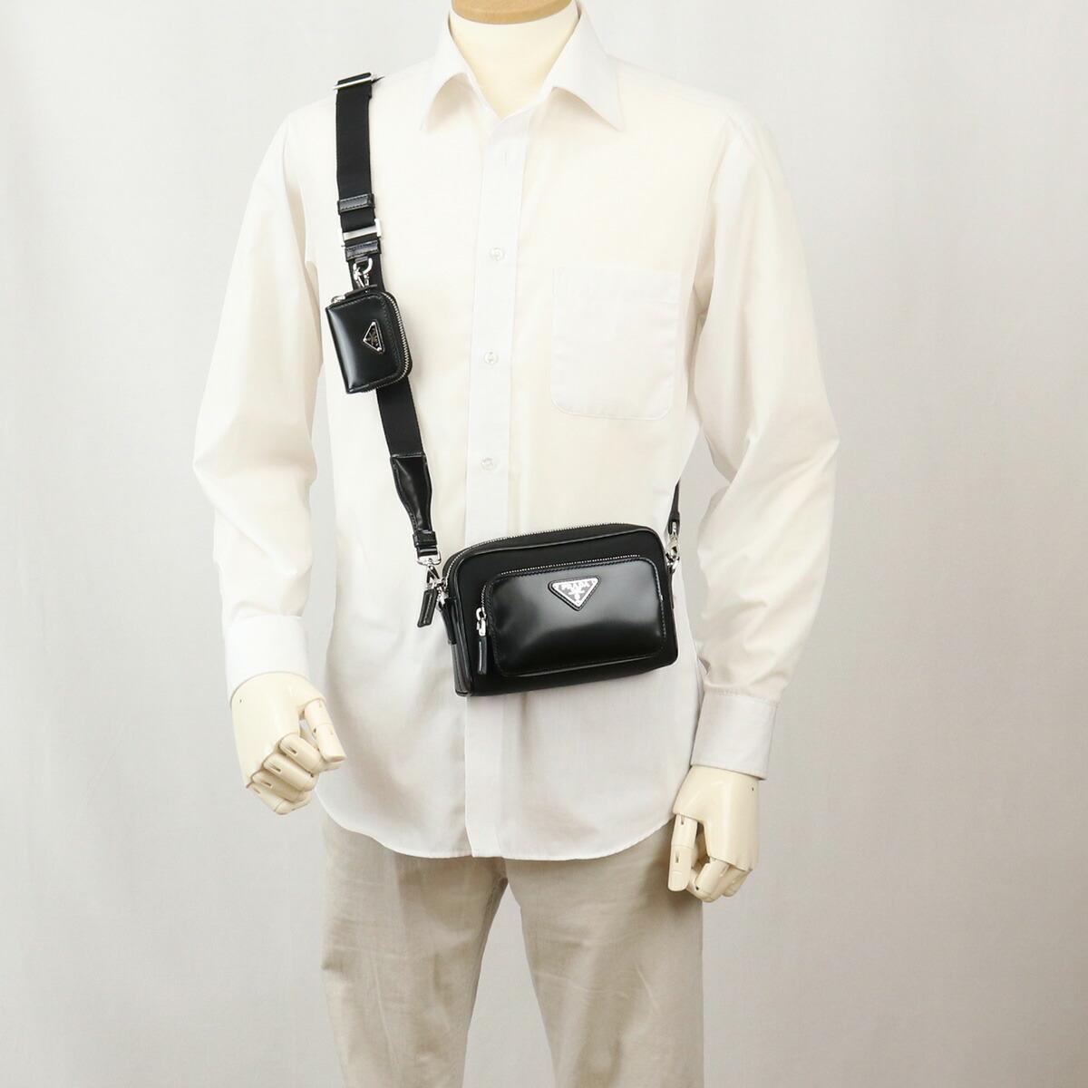 プラダ PRADA Re-Nylon xブラッシュドレザー ショルダーバッグ 2VH172 789 F0002 V OOT