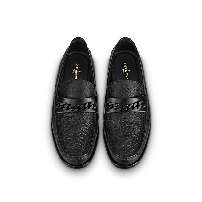 LOUIS VUITTON ヴィトン メンズ LV ライン ローファー 黒 シューズ 靴 1A8ETQ