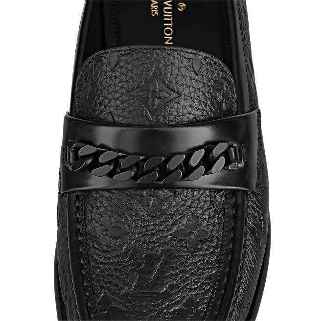 LOUIS VUITTON ヴィトン メンズ LV ライン ローファー 黒 シューズ 靴 1A8ETQ