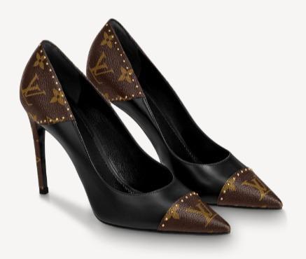 Louis Vuitton パンプス ヒール モノグラム 黒 スタッズ 1A8NA3