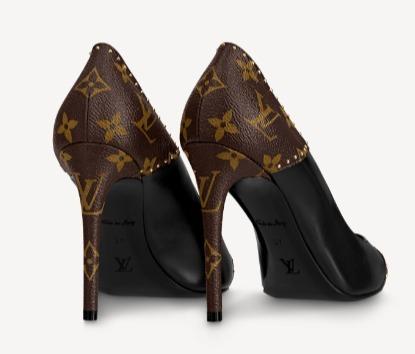 Louis Vuitton パンプス ヒール モノグラム 黒 スタッズ 1A8NA3