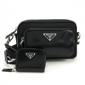 プラダ PRADA Re-Nylon xブラッシュドレザー ショルダーバッグ 2VH172 789 F0002 V OOT