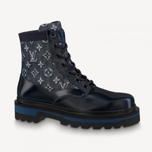 Louis Vuitton LVレンジャーアンクルブーツ デニム 紺 1A9HLK