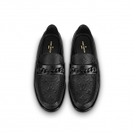 LOUIS VUITTON ヴィトン メンズ LV ライン ローファー 黒 シューズ 靴 1A8ETQ