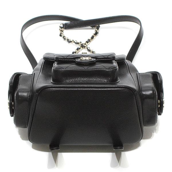 シャネル スモールバックパック グレインド シャイニー カーフスキン ブラック シャンパンゴールド金具 AS4399 B14256 94305