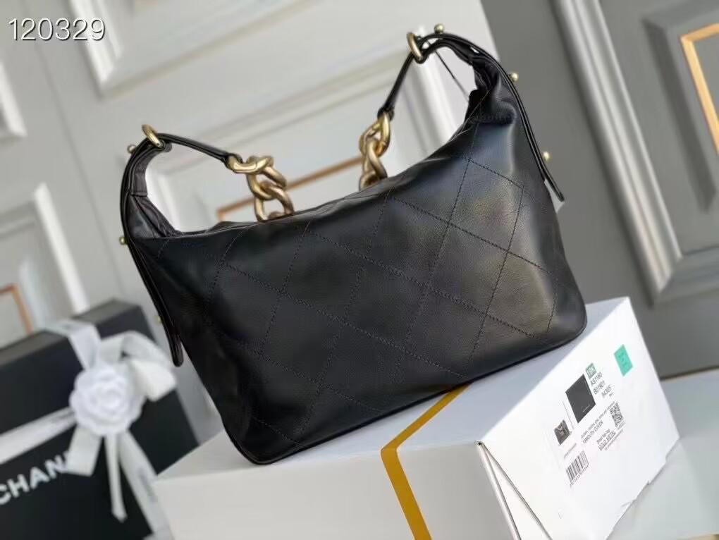 シャネル ホーボー バッグ カーフスキン ショルダーバッグ ブラック AS2910 B07123 94305