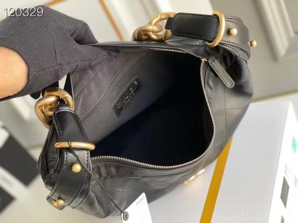 シャネル ホーボー バッグ カーフスキン ショルダーバッグ ブラック AS2910 B07123 94305