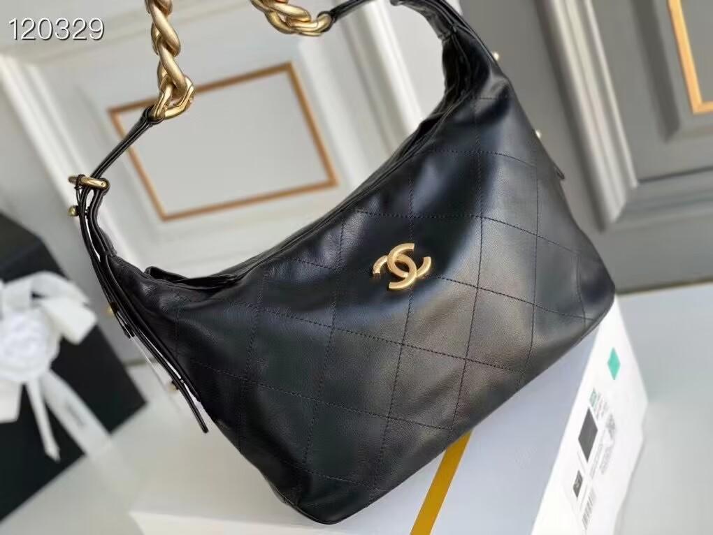 シャネル ホーボー バッグ カーフスキン ショルダーバッグ ブラック AS2910 B07123 94305
