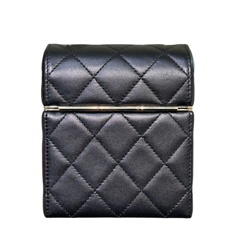 シャネル激安 CHANEL スモールボックスチェーンポーチ ブラック ラムスキン レディース ショルダーバッグ AP2656