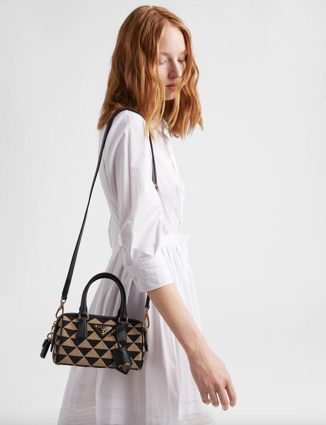 プラダ PRADA ジャカードファブリック トップハンドルバッグ 1BB846_2FKL_F0Y30_V_XOO