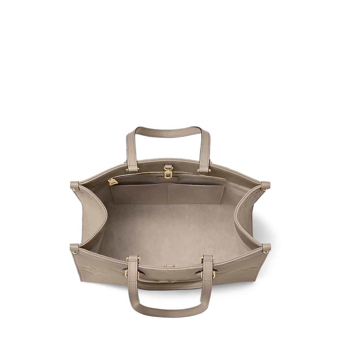 ルイ・ヴィトン LOUIS VUITTON オンザゴーMM ベージュ モノグラムアンプラント レディース ハンドバッグ M45607