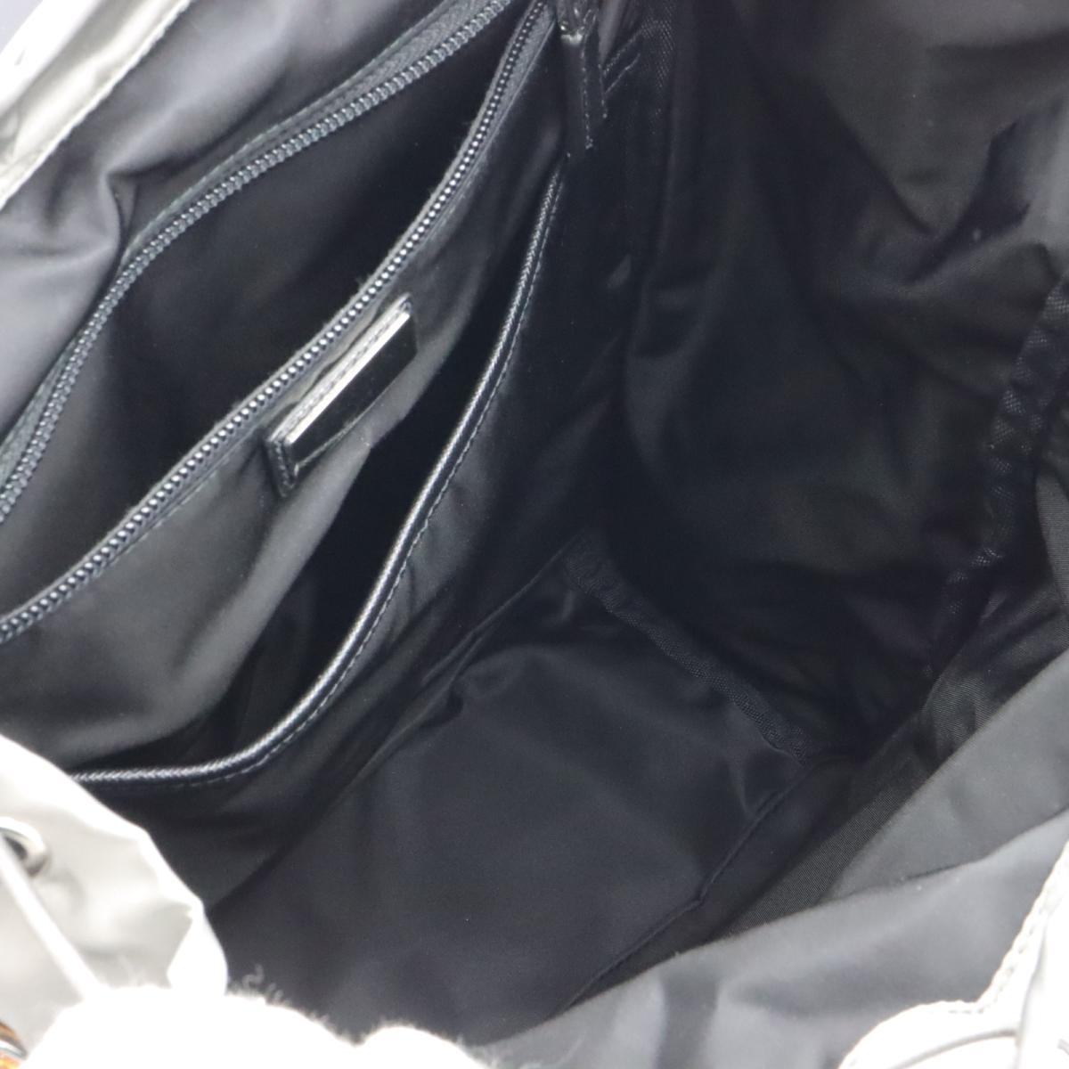 プラダバックパック激安 リュックサック バッグ ユニセックス ナイロン x カーフ グレー x ブラック 2VZ135_2DMG_F0658