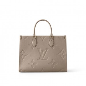 ルイ・ヴィトン LOUIS VUITTON オンザゴーMM ベージュ モノグラムアンプラント レディース ハンドバッグ M45607