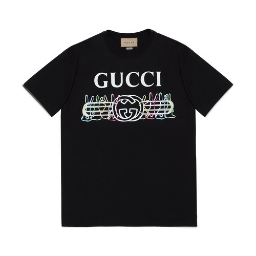 グッチ コットンジャージー Tシャツ ウサギ アニマル ブラック 548334 XJE8U 1082