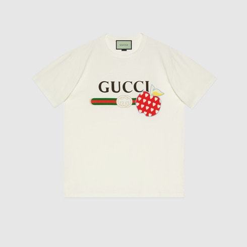 グッチ ロゴ りんご クルーネック 半袖 Tシャツ 548334 XJDNC 9095