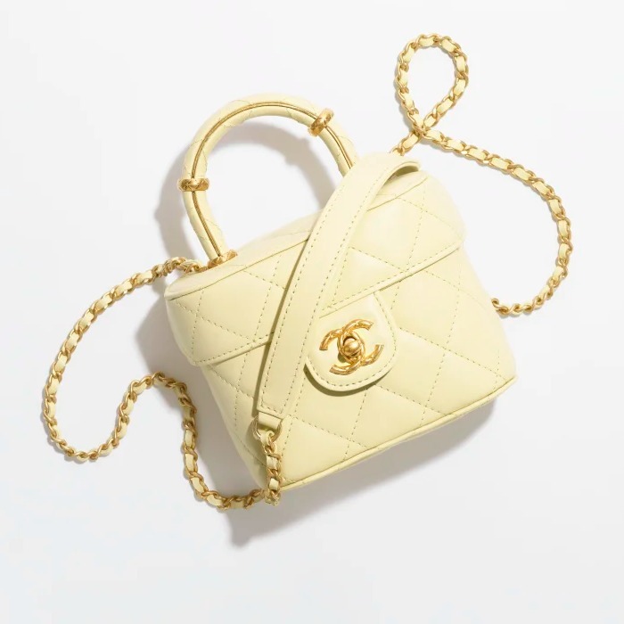 シャネル CHANEL ツイード スモール ヴァニティーケース ライトイエロー AS3973 B10657 NN289