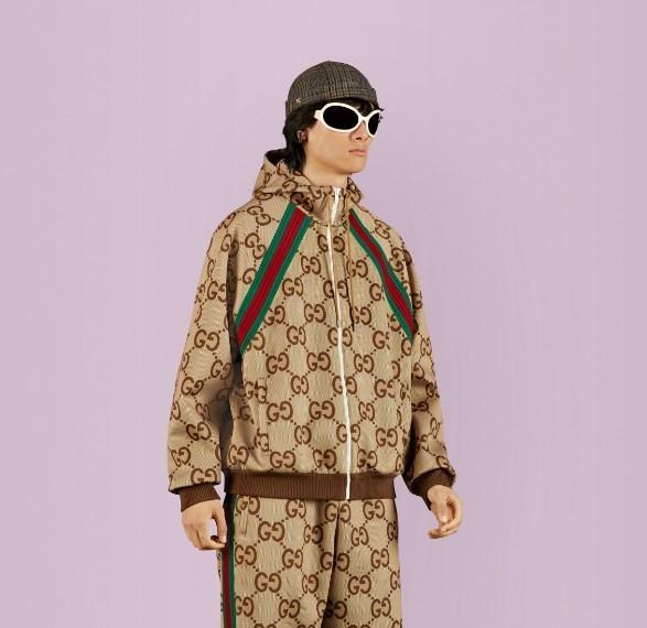 GUCCI ストライプ ジャンボ GGジップジャケット ベージュ 713974 XJETI 2270