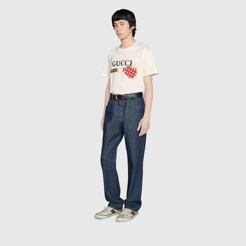 グッチ ロゴ りんご クルーネック 半袖 Tシャツ 548334 XJDNC 9095