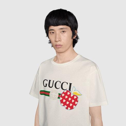 グッチ ロゴ りんご クルーネック 半袖 Tシャツ 548334 XJDNC 9095