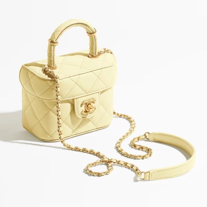 シャネル CHANEL ツイード スモール ヴァニティーケース ライトイエロー AS3973 B10657 NN289