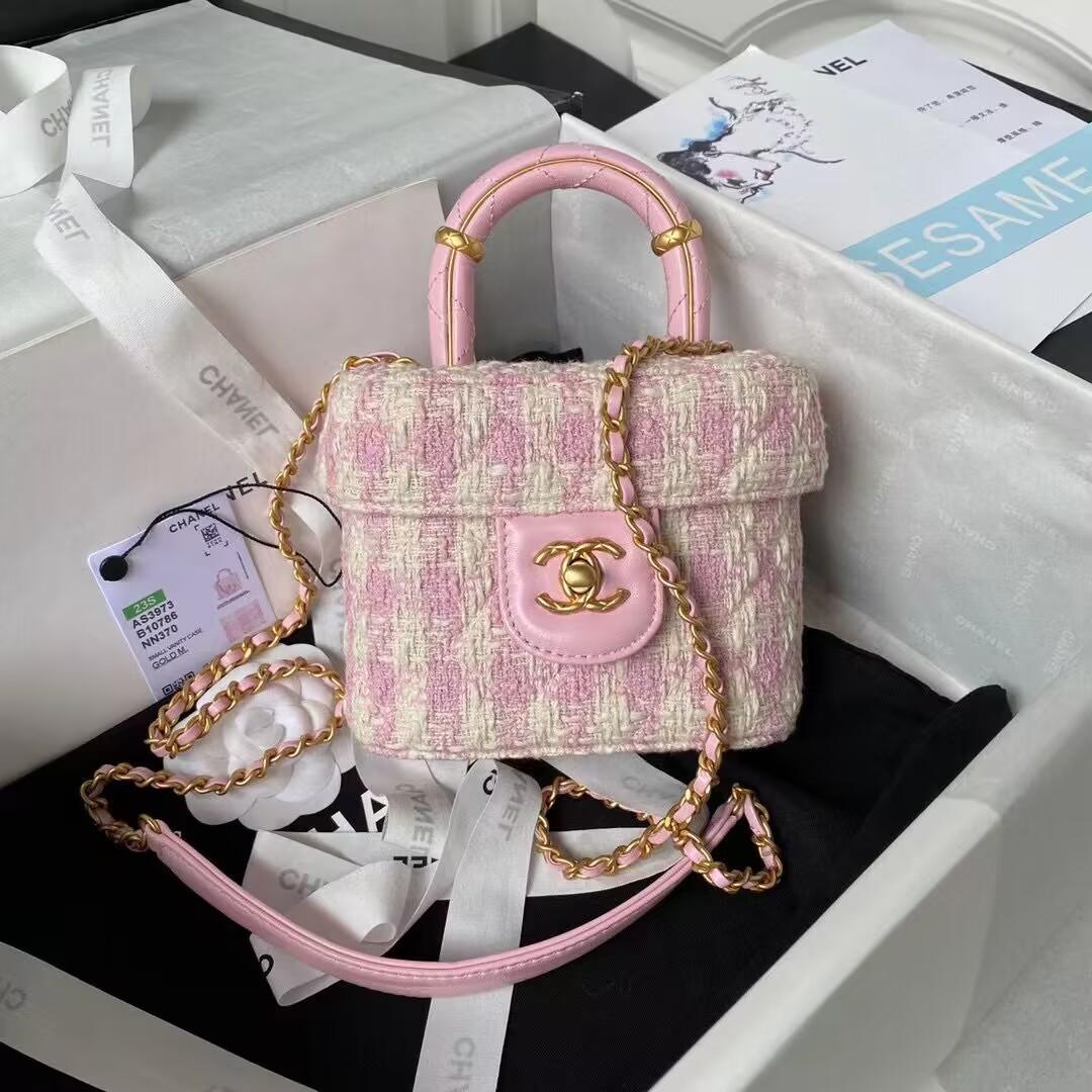 シャネル激安 CHANEL ツイード スモール ヴァニティーケース ピンク AS3973 B10786 NN370