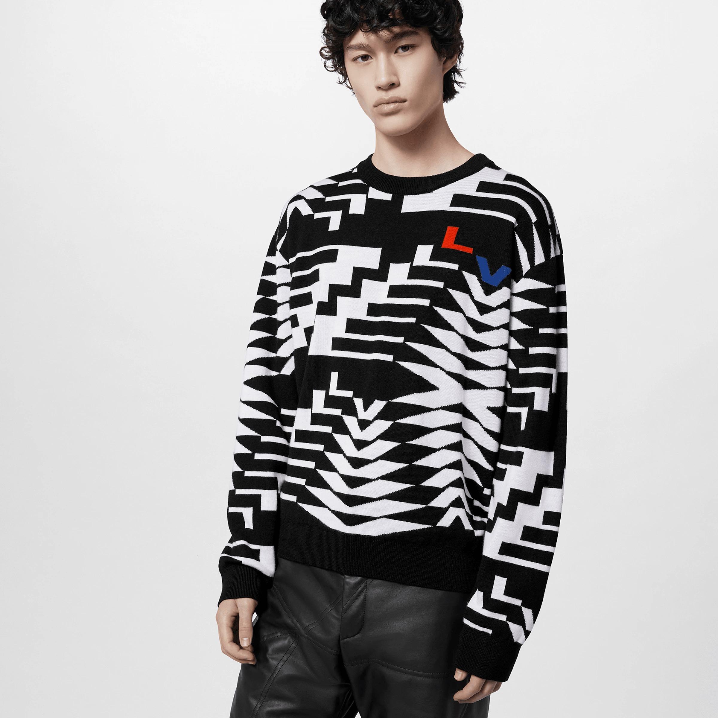 LOUIS VUITTON 長袖トップス プルオーバー 黒 白 ロゴ 1AFAMW